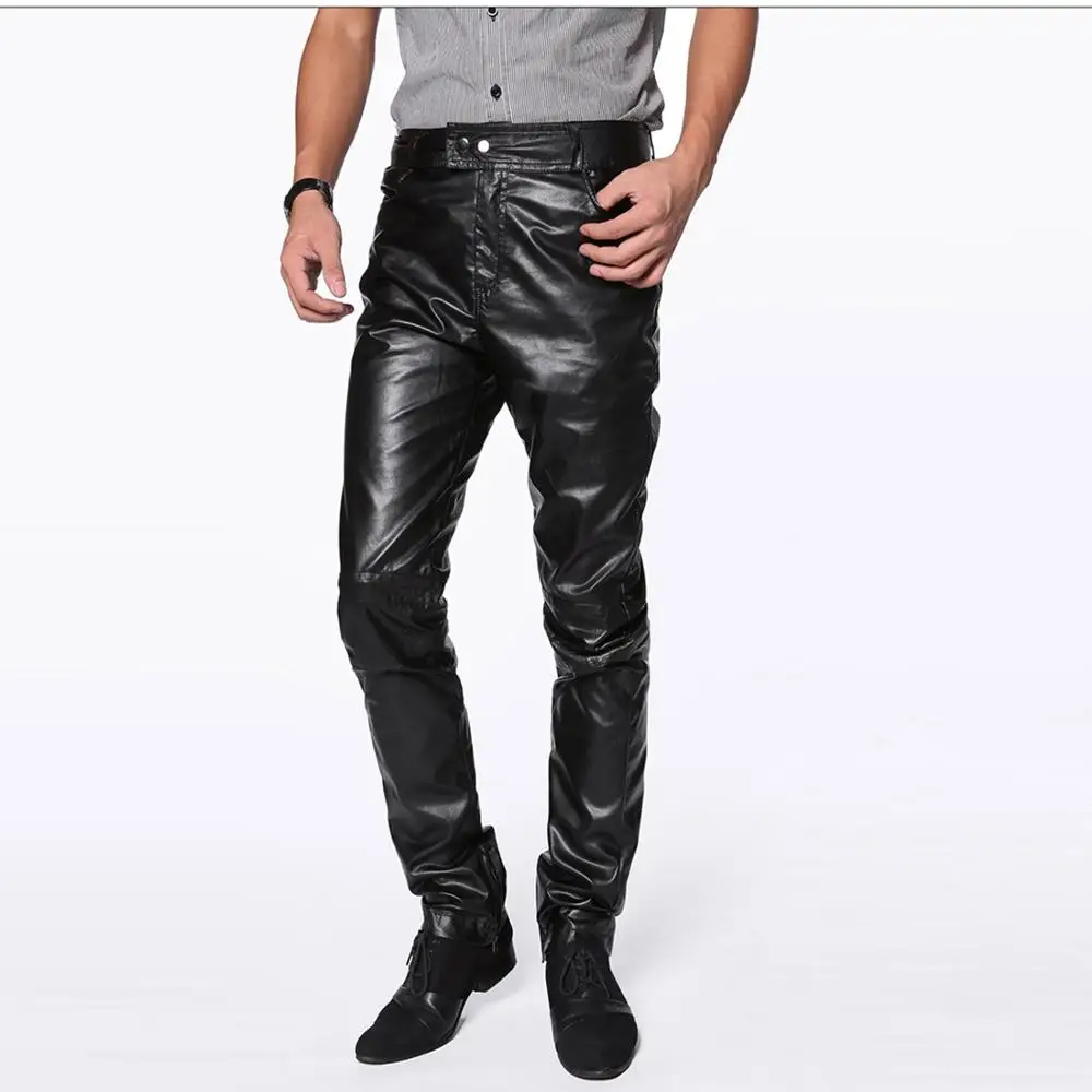 2018 Hip Hop Mens Leather Pants Faux Leather Pu Material Motorcycle
