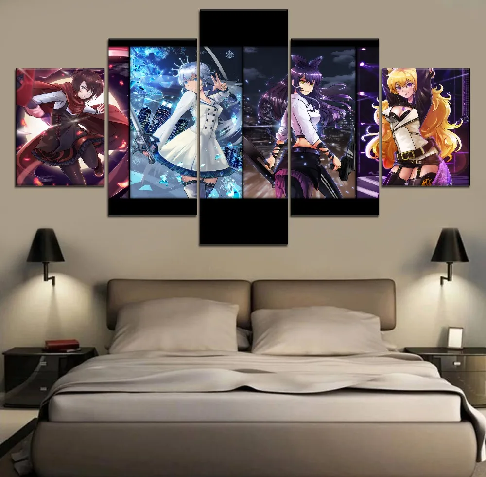 

SSSN Troops RWBY Ruby Rose Anime HD Print Home Decor 5 Piece Paintings Wall Art Canvas Modern Canvas Painting Painting Wall Room