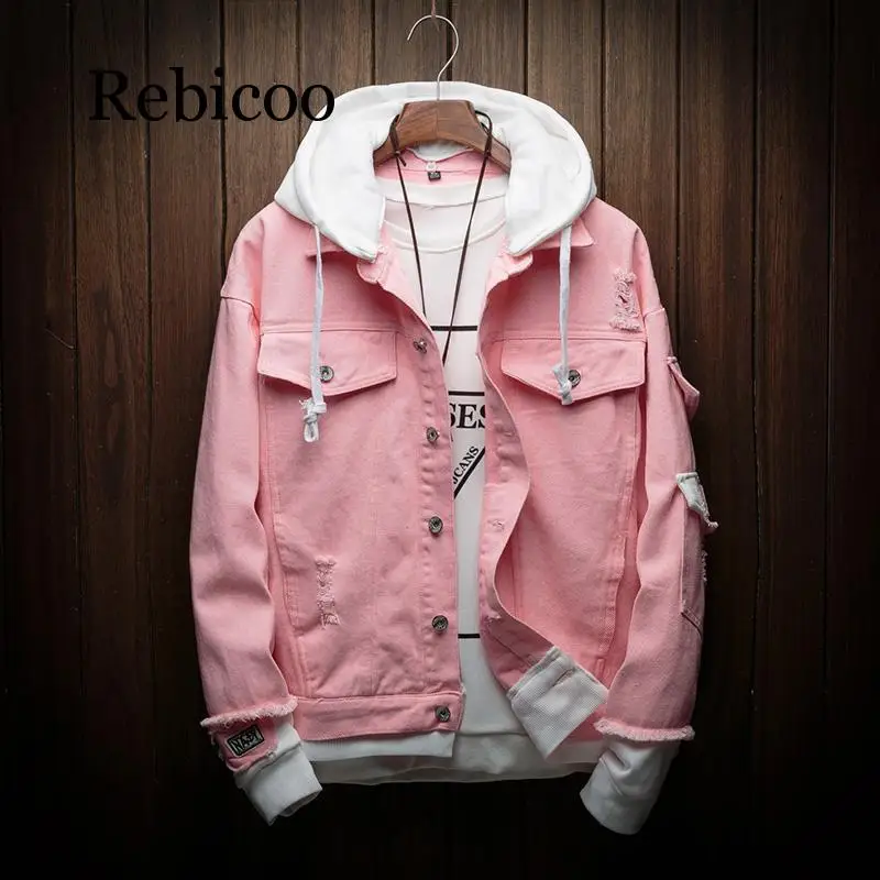 

Rebicoo 2019 Men's Autumn Hooded Denim Jacket Denim Jacket Premium Men's Cotton Denim Jacket Fashion Denim Jacket