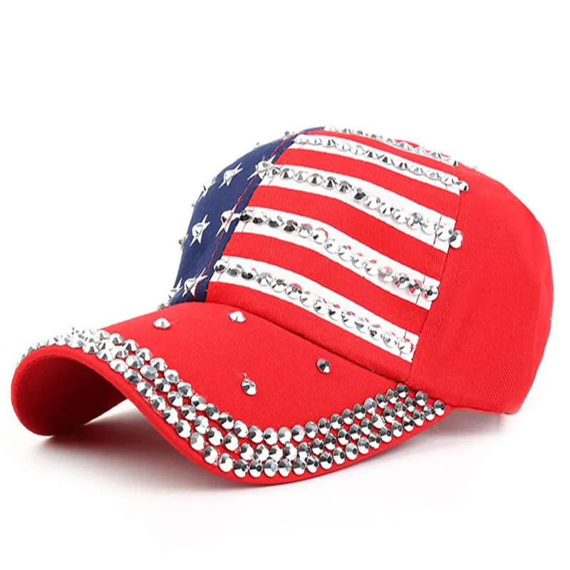 

Genbitty High Quality Spring And Summer Star Pattern Baseball Cap Rivet Printed Women Men American Flag Snapback Hip Hop Hats