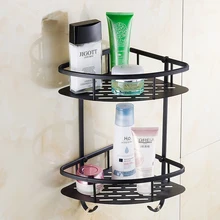 1/2 уровня Медь черный треугольник для ванной полка, ретро туалет/кухня хранения стойке, латунь ванной producks углу стойки