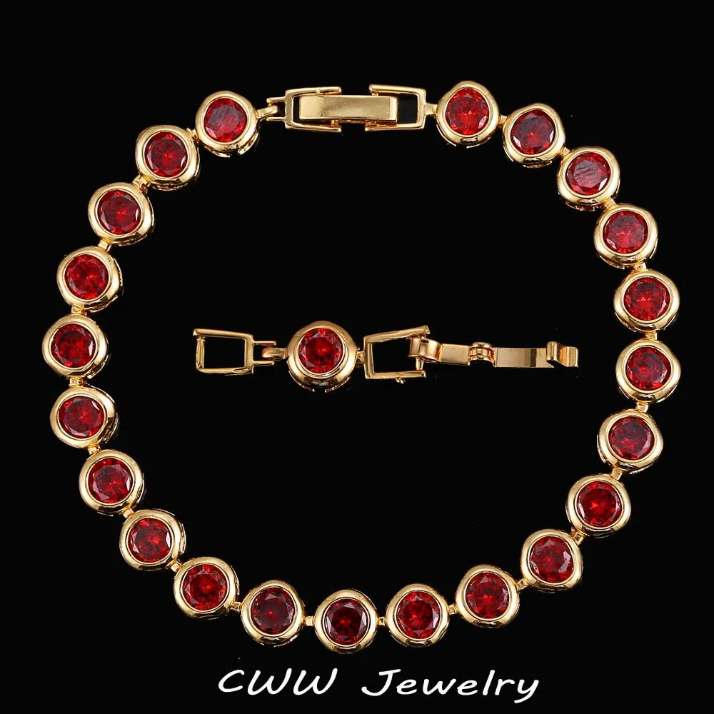 CWWZircons дизайнерские фиолетовые Кристальные украшения для женщин золотого цвета CZ Соединенные звенья цепи браслеты с расширенной застежкой CB152 - Окраска металла: red