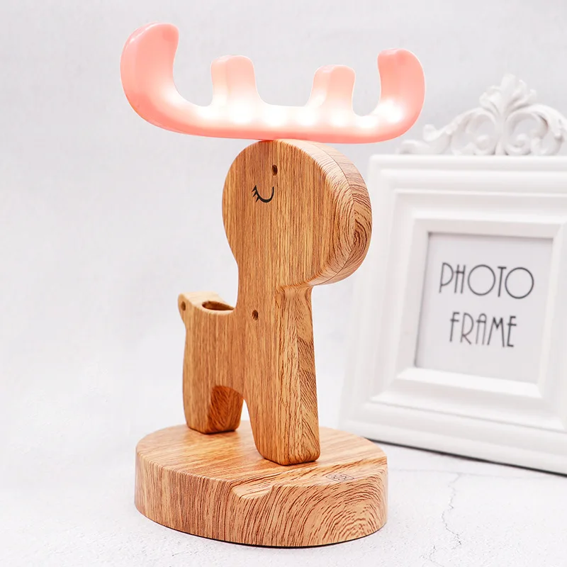 

Bontec Cartoon Table Lamp For Bedroom Deer Night Light For Kids Desk Lamp Multifunction Table Light Christmas Home Decoration