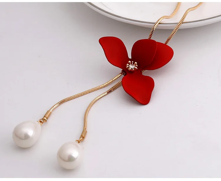 BYSPT, элегантные красные цветочные ожерелья с искусственным жемчугом, винтажное ожерелье, подвеска, шарм, женский подарок, подвеска, женские подарки