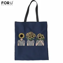 FORUDESIGNS/забавные с рисунком подсолнуха холщовые женские сумки многоразового использования для покупок Eco-friendy Tote сумки на плечо для дам сумки-шопперы