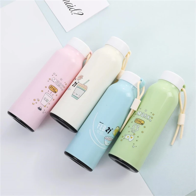 330ml Cute Creative Style Student Sport Glass Water Bottle Portable Travel Bicycle Camping Tour Solid Office Bottle Drinkware