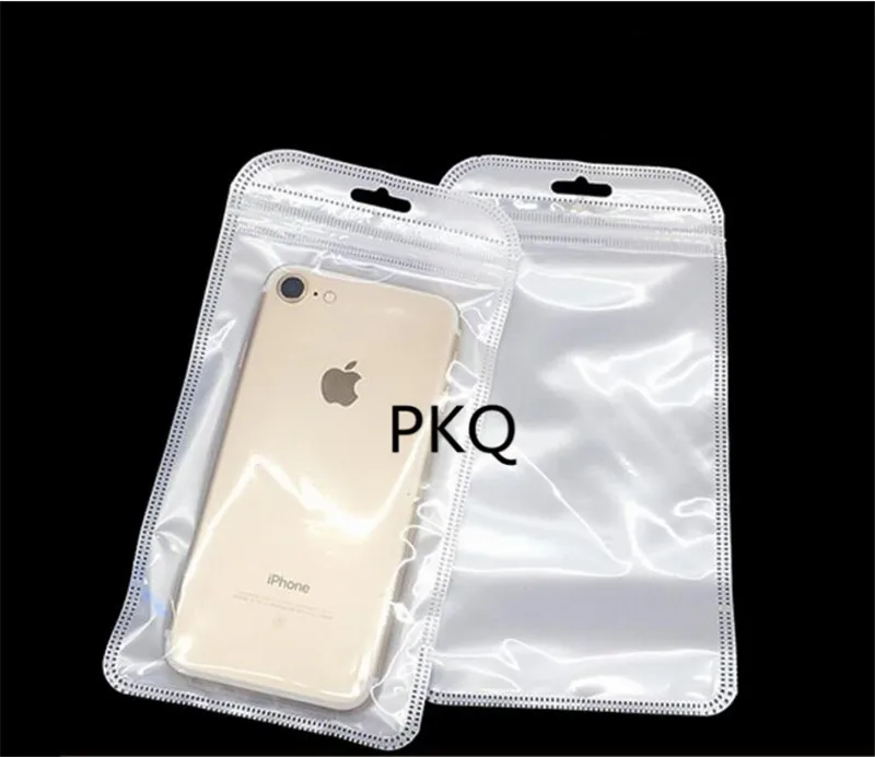 

100pcs Clear Plastic Zipper Ziplock Bag with Hang Hole Zip Lock Reclosable Cell Mobile Phone Case Transparent Packaging bag