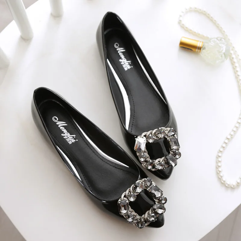 Женские мокасины с острым носком из ПУ кожи со стразами|designer women flats|women designer flatswomen