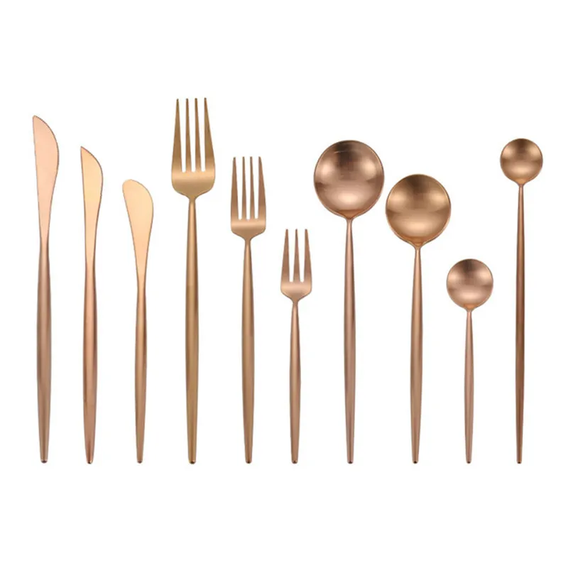 

1Pcs 18/10 Stainless Steel Dinnerware set Fruit Steak Knife Fork Dessert Spoon Mate Rose Gold Cutlery Set Tableware Wedding