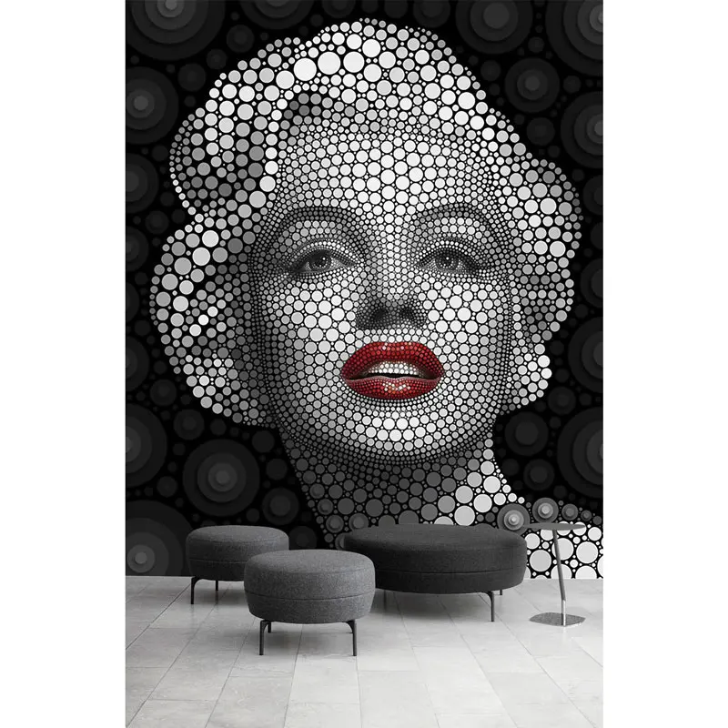 

Modern 3D Wall Mural Papel Parede Marilyn Monroe Photo Wallpaper Stickers Living Room Bedroom Self Adhesive Vinyl/Silk Wallpaper