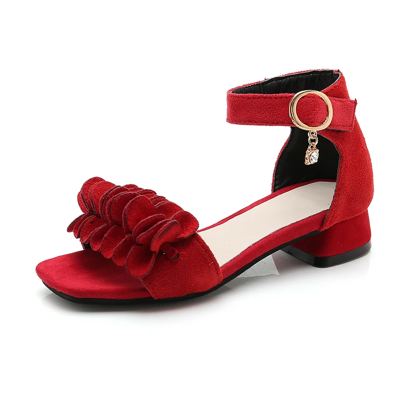 

2018 New Children Girls Summer Shoes High Heels Kids Sandals For Girls Flowers Princess Shoes Flock Korean Baby Sandals TX357