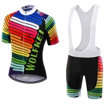 WOLFKEI летние шорты рукавами Vélo+ шорты bib Mtb велосипеда комплект одежды Ropa Ciclismo/дорожный велосипед Костюмы Наборы