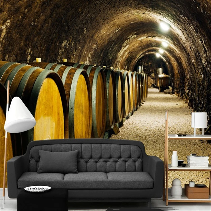 

Club Bar Lounge KTV large mural personalized non-woven wallpaper British retro cask wine cellar wallpaper papel de parede
