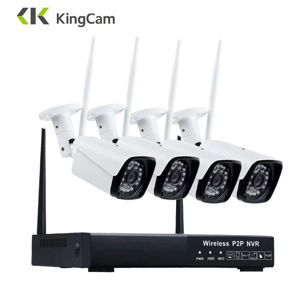 KingCam Plug and Play 4CH 1080 P Беспроводной NVR комплект P2P Открытый безопасности ИК ночного