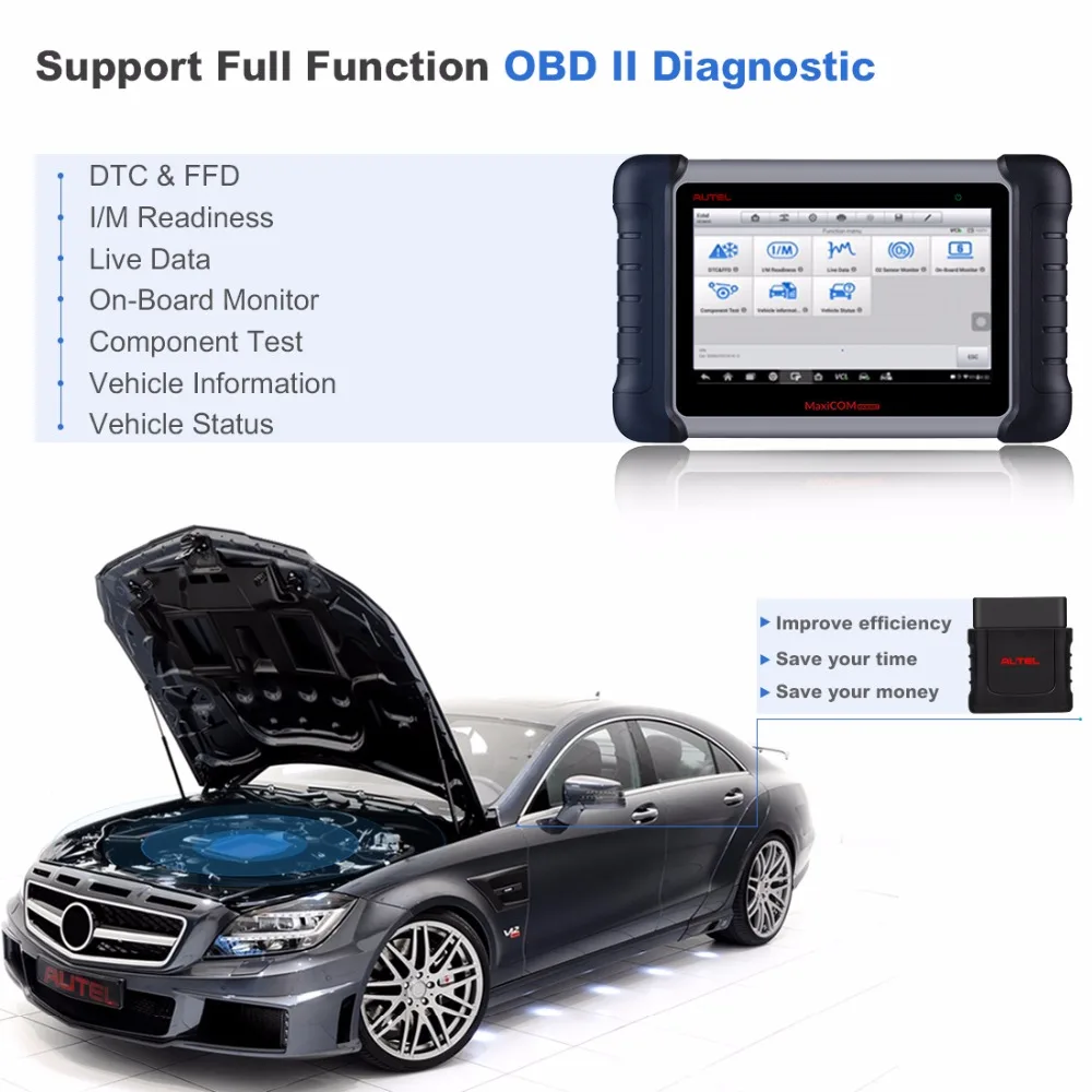 Newest Autel MaxiCOM MK808BT OBD2 Car Diagnostic Tool  Automotive Scanner Diagnosis Functions of EPB/IMMO/DPF/SAS/TMPS