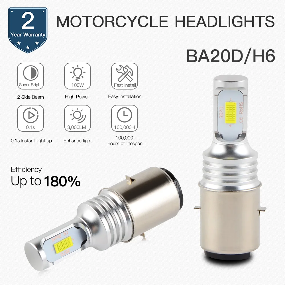 Led para Ktm Nicecnc Ba20d h6 Farol Lâmpada 12 v 125 Exc Seis Dias sx Sxs E-gs E-xc 1994 1996 19998 1999 2005 100 w – Par