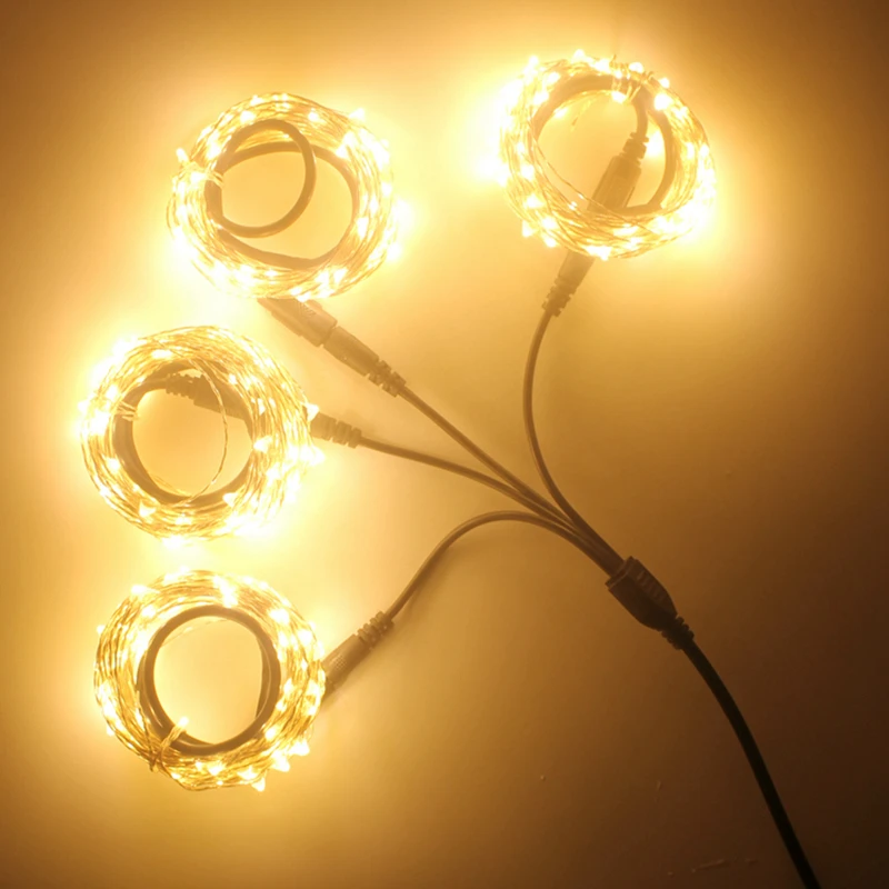 

One combo 4PCS Copper Wire LED vine Light Kung 40 meter Christmas Outdoor string fairy party light garden with 12V adapter