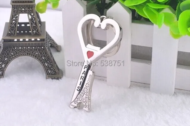 

FREE SHIPPING BY FEDEX 100pcs/lot 2016 Zinc Alloy Eiffel Tower Bottle Opener Keychain for Promotion Heart Shaped Keyrings