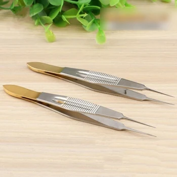 

11cm Gold Handle With Hook Stainless Steel Tweezers Tool Superhard Tweezer Decorations Picking Plier