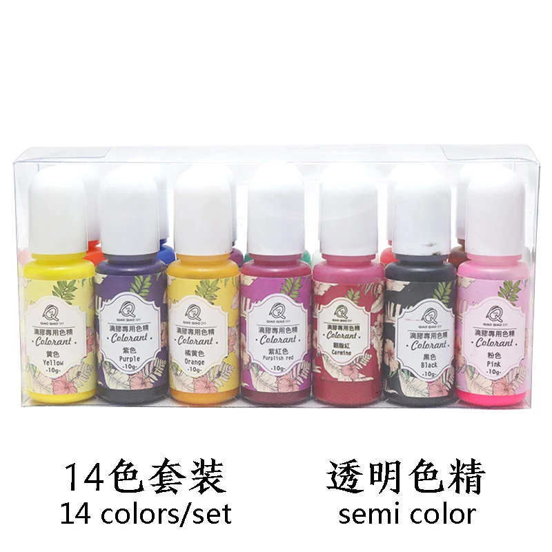 QIAOQIAODIY 10ML Epoxy Resin Pigment UV Resin Coloring Dye Colorant Resin Pigment DIY Handmade Crafts Art Sets 14 Colors