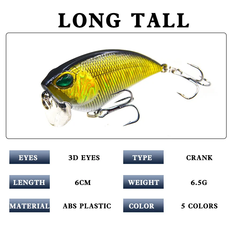 Lure Bait Chubby Bionic Minnow Crank Hard Bait 6.5g/6cm Sea Fishing Freshwater Lure Fish Bait Hook Fishing Gear jooyoo