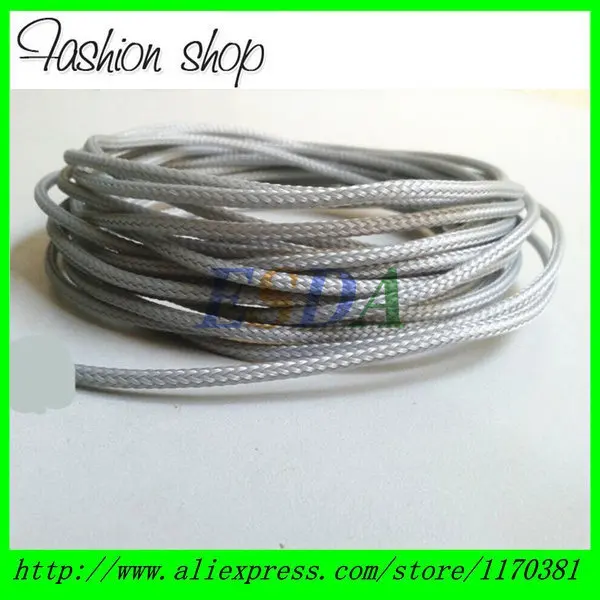 10m/Lot 2mm Light Gray PET expandable cable sleeve braided cable