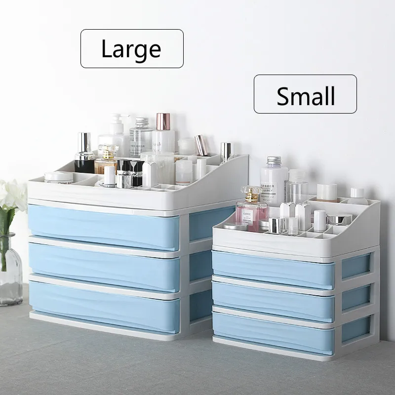 

High Quality Plastic Jewelry Storage Box Makeup Organizer Drawers Cosmetic Skin Care Display Desktop Sundries Container Set New