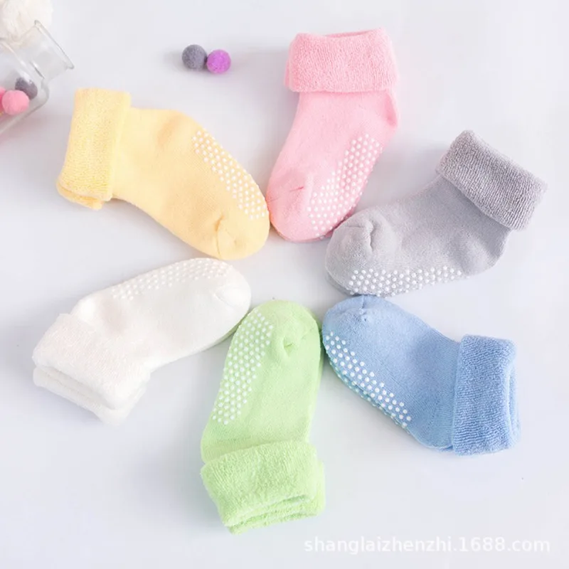 

3 pair/Set Autumn Winter Thick Cotton Baby Socks Newborn Non-slip Floor Socks New-arrival Indoors Palying Tube Socks 0-3Y M