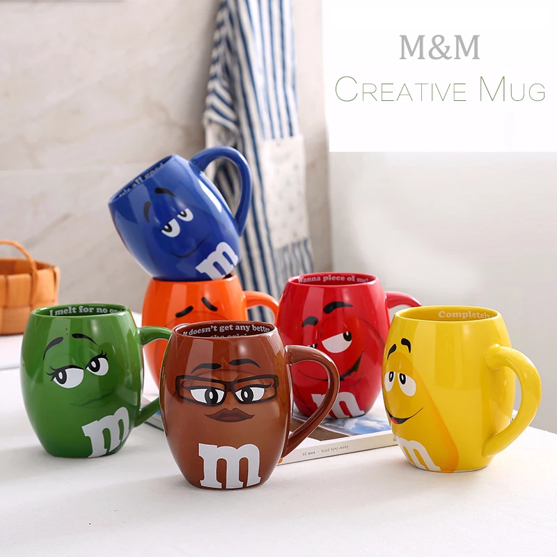 cheap Creative M amp;M #039;s MM Beans Drinking Cups Ceramic Colored Cafe Oatmeal Coffee Mug Glaze Coffee Milk Mug Water Tea Mugs Drinkware