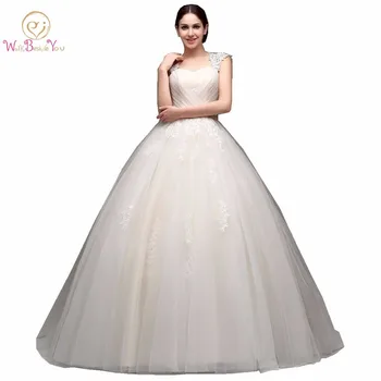 

100% Real Images Champagne Wedding Dresses Ball Gown Straps Bride Gowns bohemian vestidos de noiva de luxo 2020
