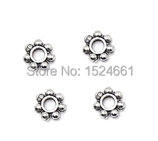 

snowflake thin septa Miao silver spacer beads 6mm Metal Flower Bead Caps Vintage DIY Findings Plated