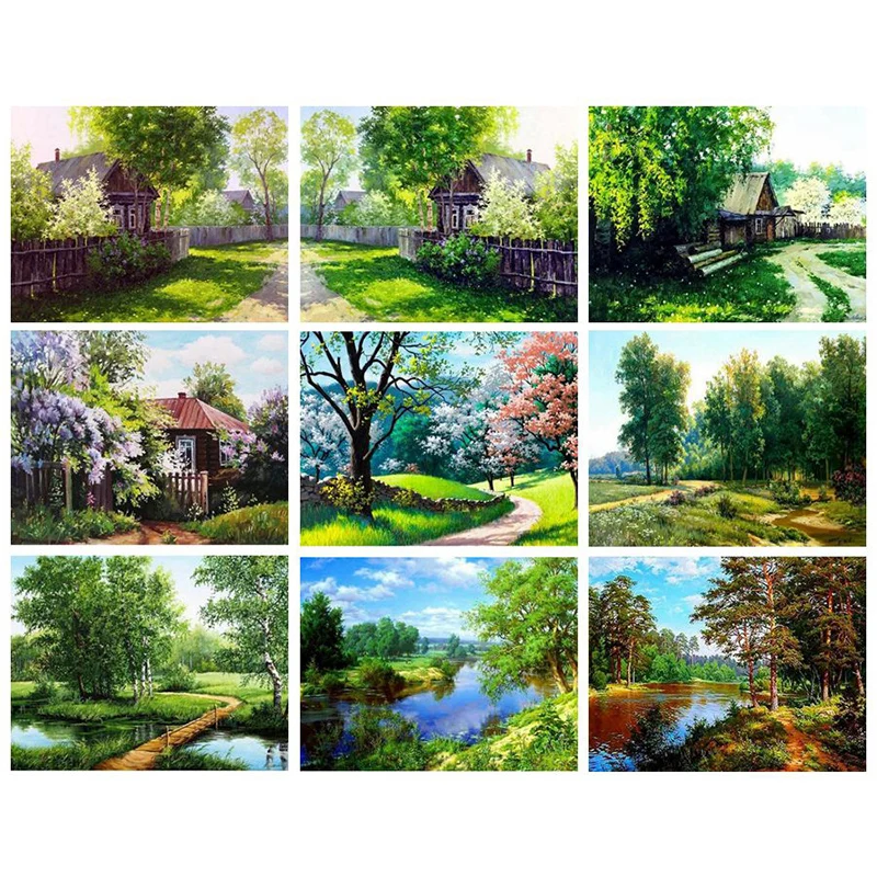 

Diamond Embroidery Sale Landscape Diamond Mosaic Tree Full Square Diamond Painting Cross Stitch Needlework Craft Gift DIY YY349