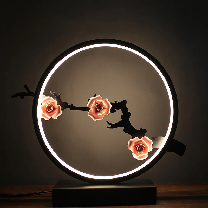 

Traditional Chinese Resin Plum Flower Silhouette Table Lamp Figurines Living Room Or Bedroom Decorations Wedding Ornament Gifts