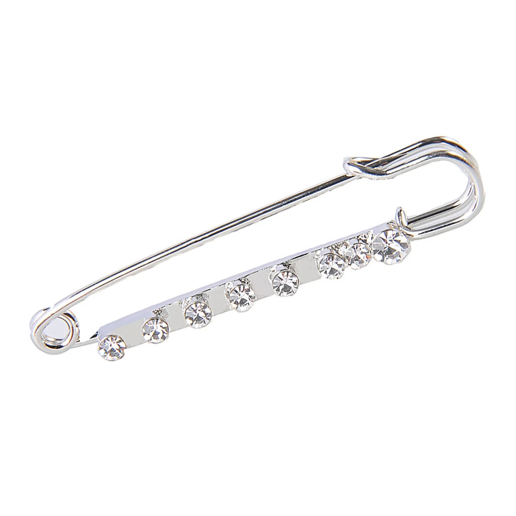 Stunning Crystal Safety Pin Scarf Coat Gown Clip Collar Lapel Pin Wedding Party Men Women Clothing Decorations
