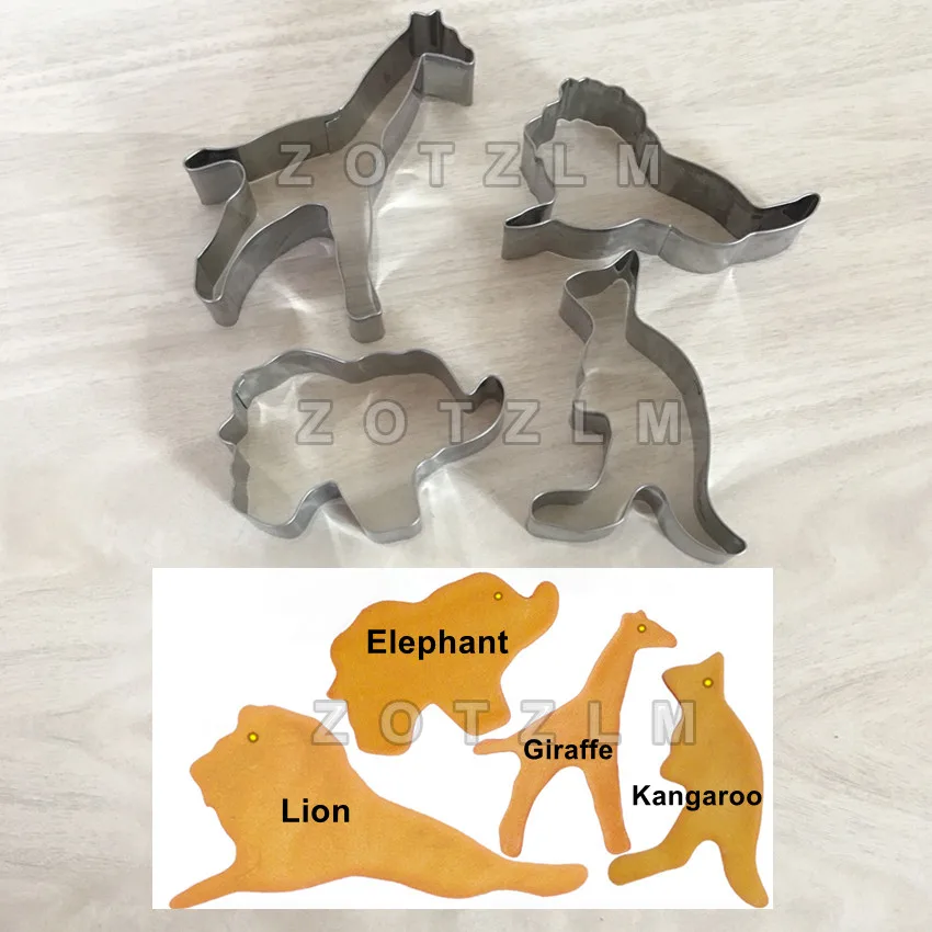 4 pcs/set Animals Series Stainless Steel Cookie Cutters Cake Sandwich