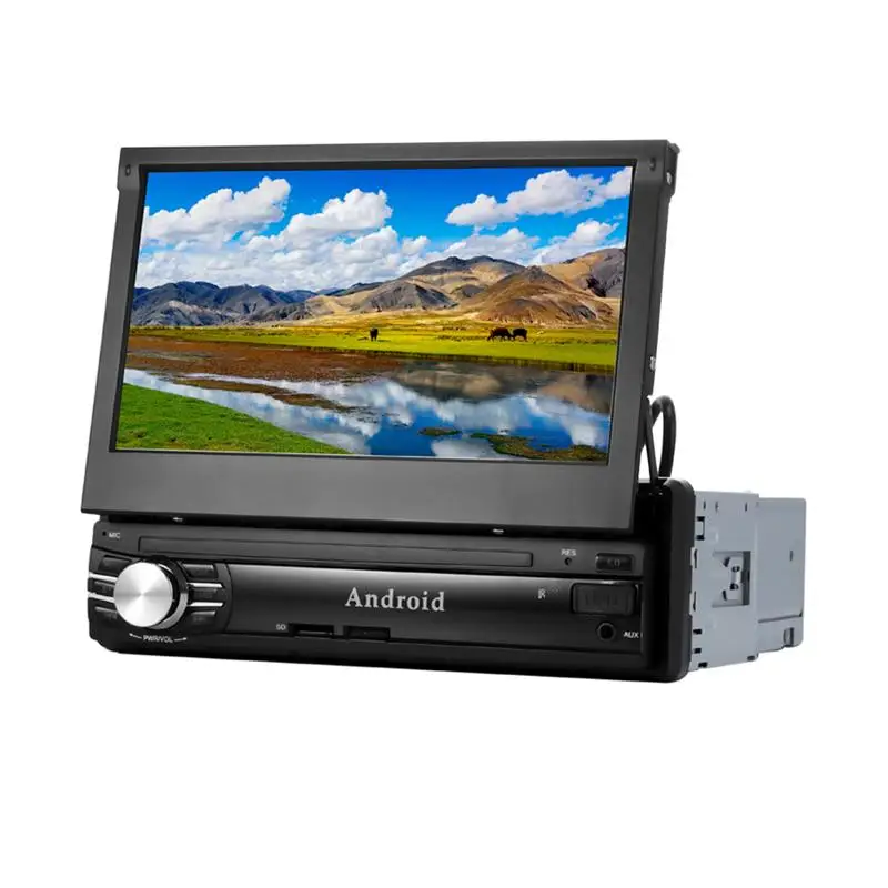 Clearance Retractable 7" 1 DIN Android 6.0 1080P Autoradio GPS Bluetooth Navigation Car Stereo Player Fully Capacitive Touch Screen 1G/16G 7