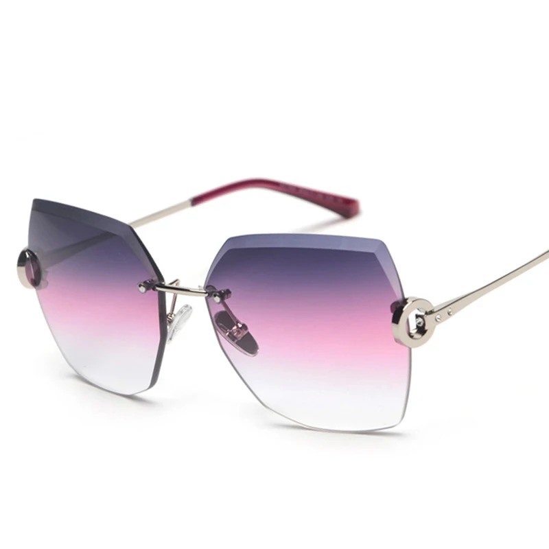Pawxfb Новые солнцезащитные очки без оправы Для женщин Для мужчин оправа из сплава солнечные очки винтажная, брендовая, дизайнерская градиентными линзами без оправы оттенков