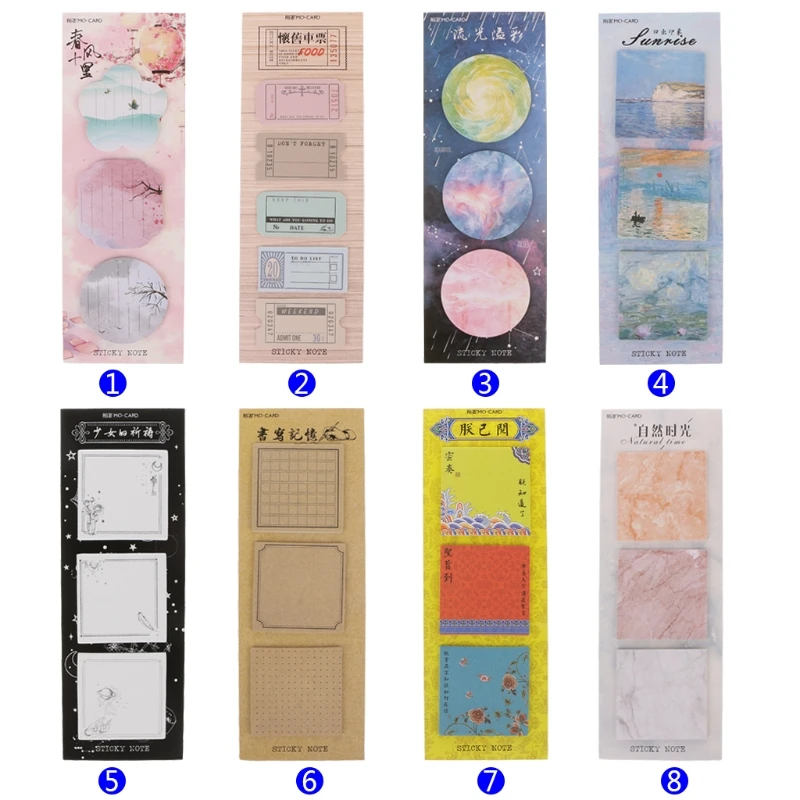 

1PC/60 Sheets Self Adhesive Memo Pads Sticky Notes Vintage Paper Notepad Stickers Notes Bookmark Office School Stationery Supply