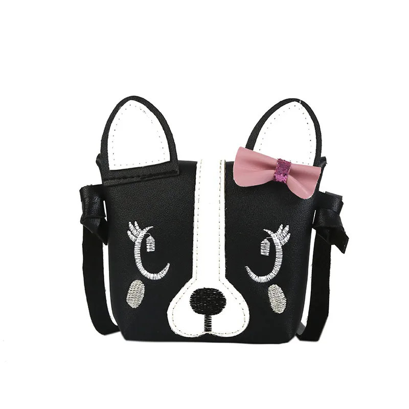 Мини-сумка с милой собачкой; детская сумка через плечо; сумки-мессенджеры - Цвет: black