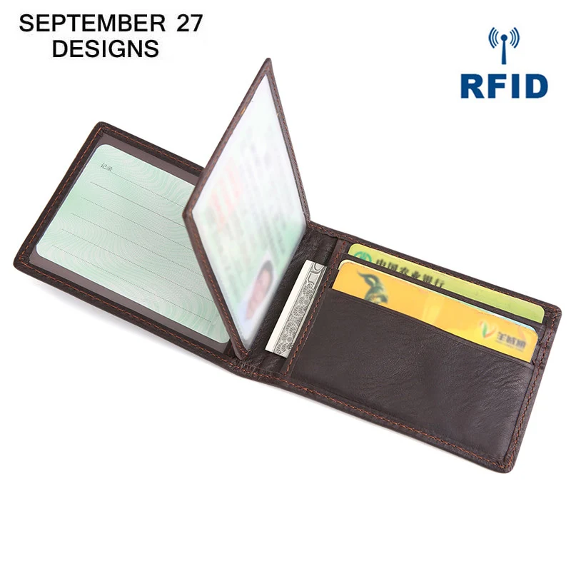 Бумажник для ID карт из натуральной кожи мужчин RFID чехол кредитных