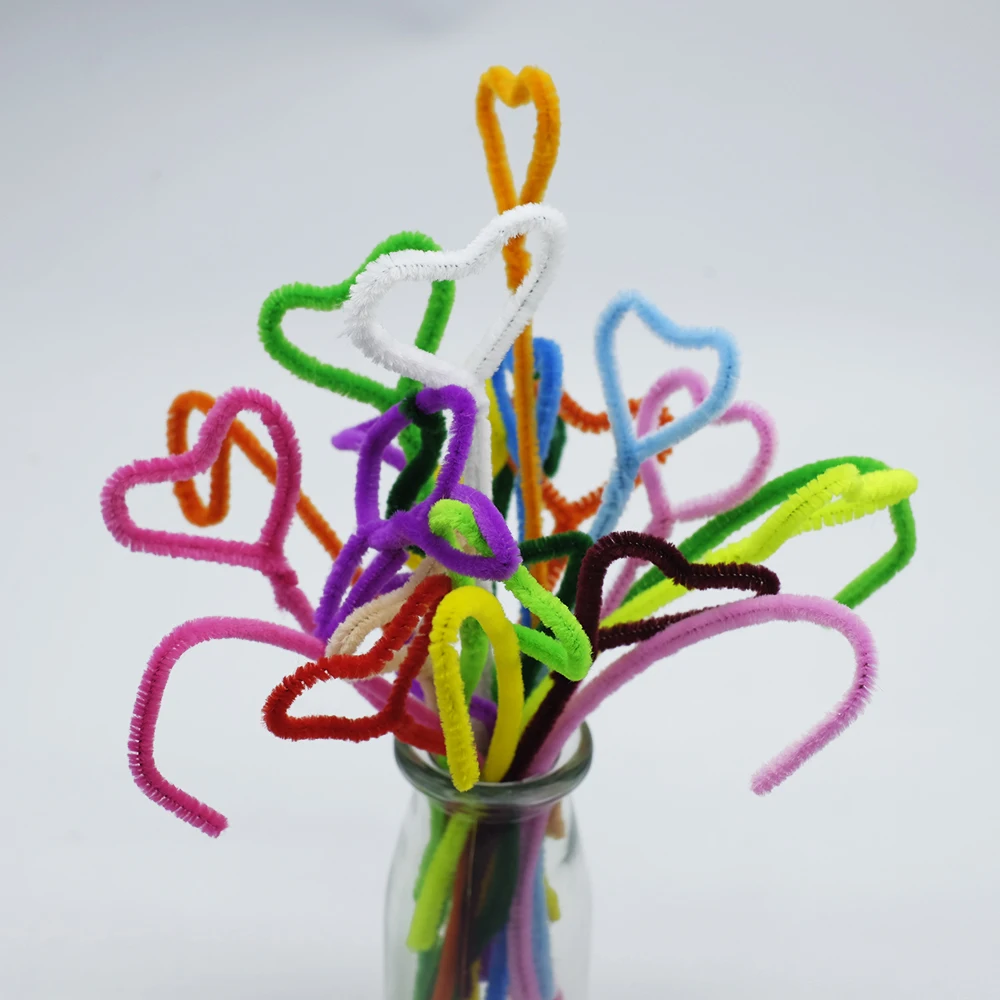 100pcs 30cm Chenille Stem Pipe Cleaners Plush Educational Toy Colorful Velvet Strip Cleaner Toy Handmade DIY Craft Supplies