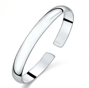 

Factory wholesale price S925 simple silver cuff Bangles ladies glossy silver jewelry charm bracelet women Free Shipping