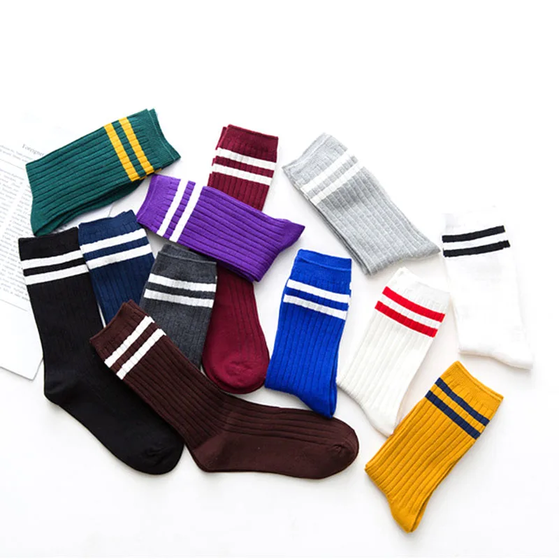 

Woman Cotton Socks Double Needle Autumn and Winter Sock