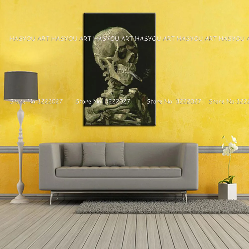 Hand-Made-Reproduction-Skull-With-Burning-Cigarette-By-Vincent-Van-Gogh-Abstract-Oil-Painting-On-Canvas (2)