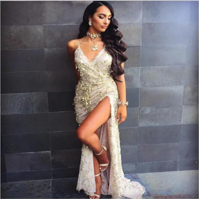 

REVERIEUOMO Night club elegant 2019 vestidos de festa women sexy dresses gold shiny sequin long evening maxi spring party dress