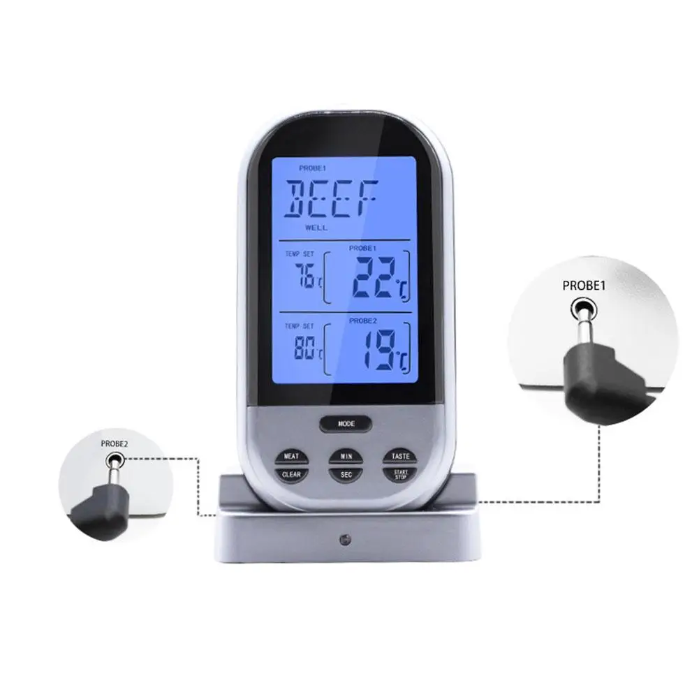 AsyPets цифровой термометр для мяса с водонепроницаемым двойным зондом беспроводной дистанционный термометр для барбекю, духовки, курильщика, гриля-25