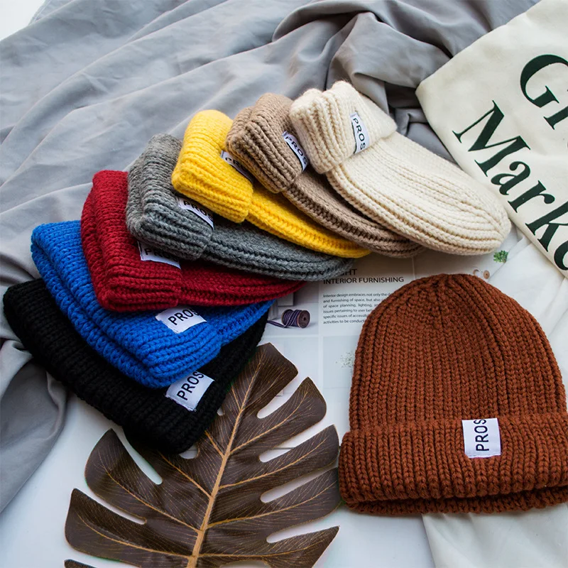 

Woven Lable Stick Skullies & Beanies Wool Cotton Hat Warm Fashion Casual Novelty Solid Color Acrylic Unisex Cap For Both Men And