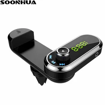 

SOONHUA Bluetooth Car Kit Handsfree Set FM Transmitter MP3 Music Player Max 2.2A USB Car Charger Support TF Card LED Display