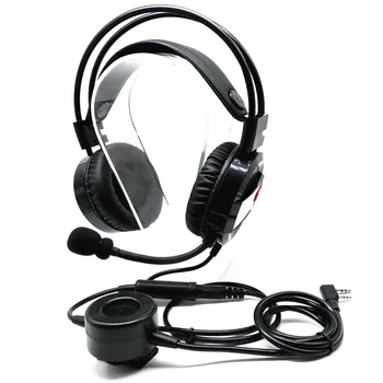 

YIDATON Walkie Talkie Earpiece Boom Mic Overhead Headphone with Big round PTT NATO military plug Compatible Kenwood Baofeng