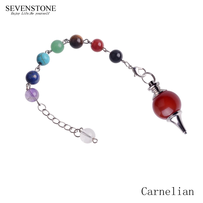 

Natural Stone Reiki Pendulum Angel Balance Christmas Tree Pendant Necklace 7 Chakra Gem Healing Women Yoga Crystal Charm Jewelry